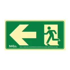 PICTOGRAMA ARCHIVO 2000 SALIDA DE EMERGENCIA IZQUIERDA PVC COLOR VERDE LUMINISCENTE 224X300 MM