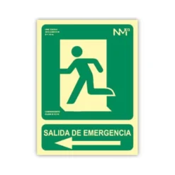 PICTOGRAMA ARCHIVO 2000 SALIDA DE EMERGENCIA IZQUIERDA PVC COLOR VERDE LUMINISCENTE 224X300 MM