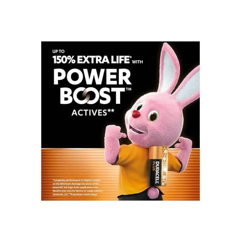 Pila Duracell alcalina plus AA pack con 4 unidades