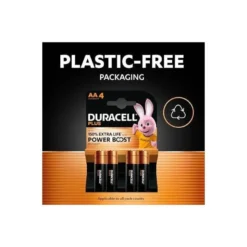 Pila Duracell alcalina plus AA pack con 4 unidades