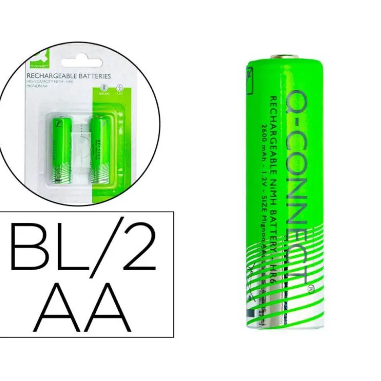 PILA Q-CONNECT ALCALINA AA RECARGABLE BLISTER DE 2 UNIDADES