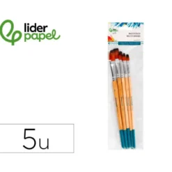 PINCELES SINTETICOS LIDERPAPEL PUNTA PLANA BOLSA DE 5 UNIDADES TAMAÑOS SURTIDOS CERTIFICADO FSC