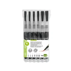 PINCEL LIDERPAPEL RECARGABLE PARA PRODUCTOS ACUARELABLES SET DE 6 UNIDADES GROSOR PUNTAS SURTIDAS