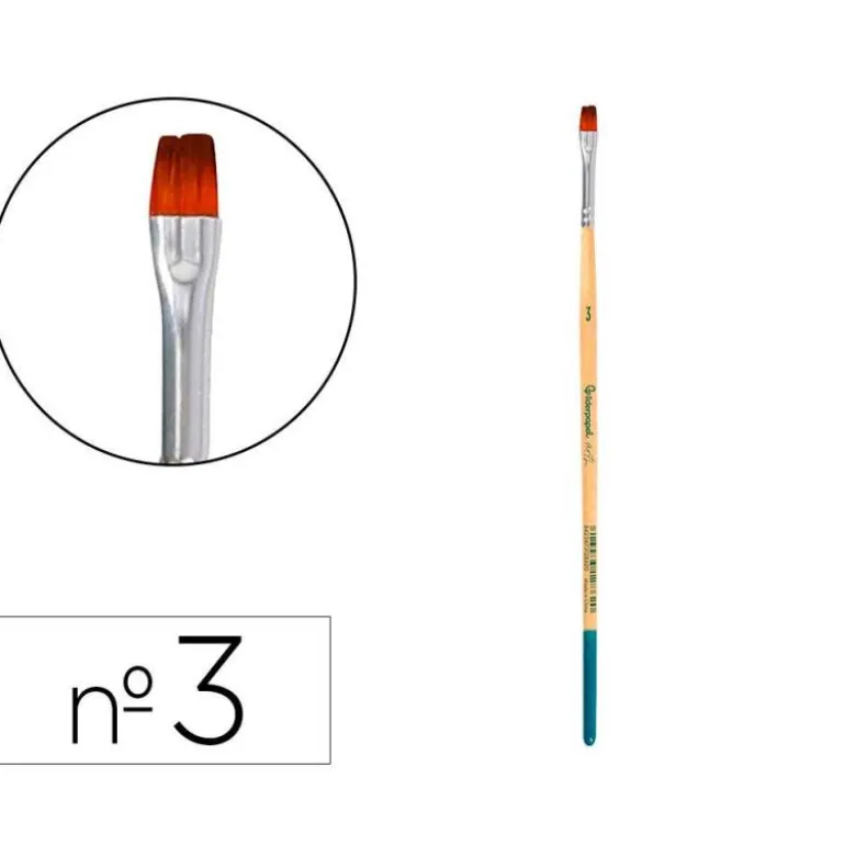 PINCEL PARA PINTURA ACRILICA Y ACUARELA LIDERPAPEL N 3 PUNTA PLANA DE PELO SINTETICO CERTIFICADO FSC