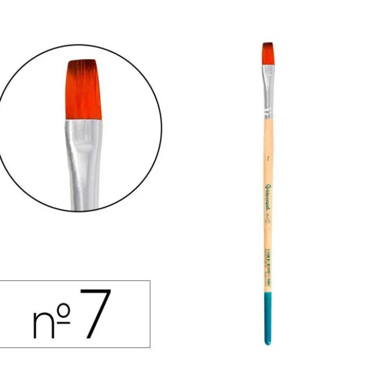 PINCEL PARA PINTURA ACRILICA Y ACUARELA LIDERPAPEL N 7 PUNTA PLANA DE PELO SINTETICO CERTIFICADO FSC