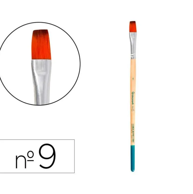 PINCEL PARA PINTURA ACRILICA Y ACUARELA LIDERPAPEL N 9 PUNTA PLANA DE PELO SINTETICO CERTIFICADO FSC
