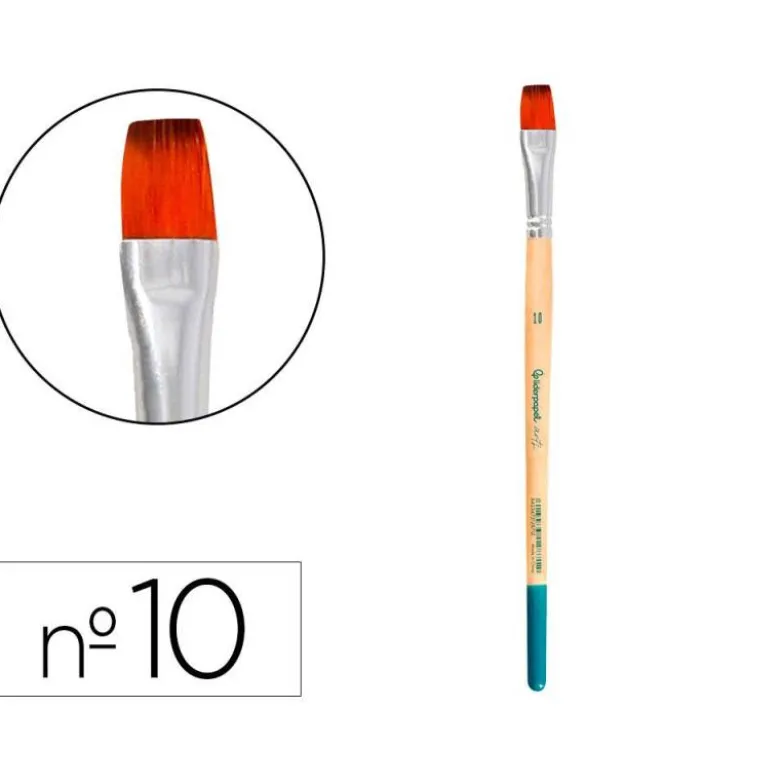 PINCEL PARA PINTURA ACRILICA Y ACUARELA LIDERPAPEL N 10 PUNTA PLANA DE PELO SINTETICO CERTIFICADO FSC