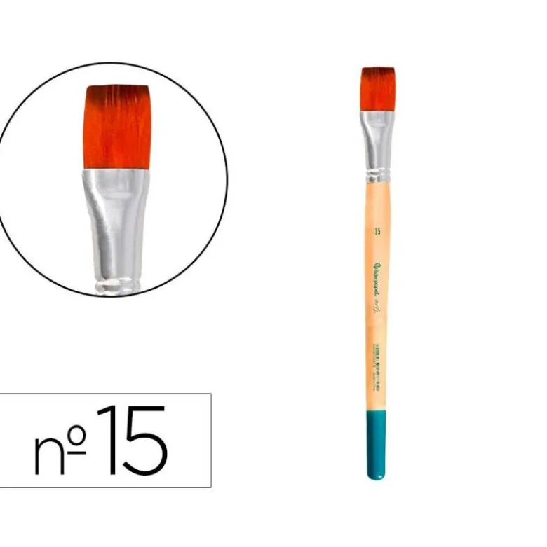 PINCEL PARA PINTURA ACRILICA Y ACUARELA LIDERPAPEL N 15 PUNTA PLANA DE PELO SINTETICO CERTIFICADO FSC