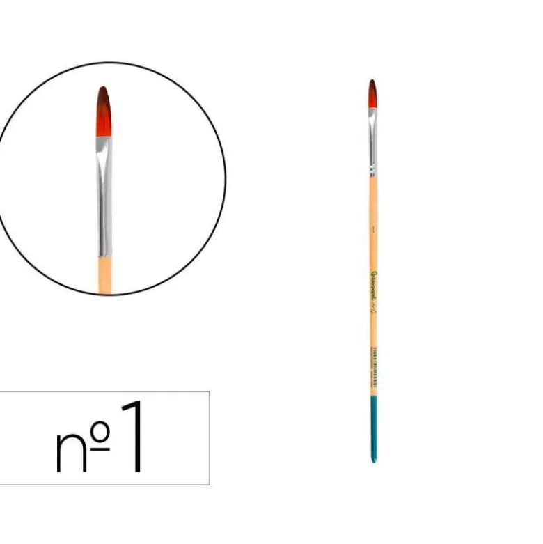 PINCEL PARA PINTURA ACRILICA Y ACUARELA LIDERPAPEL N 1 PUNTA FILBERT / LENGUA GATO DE PELO SINTETICO CERTIFICADO