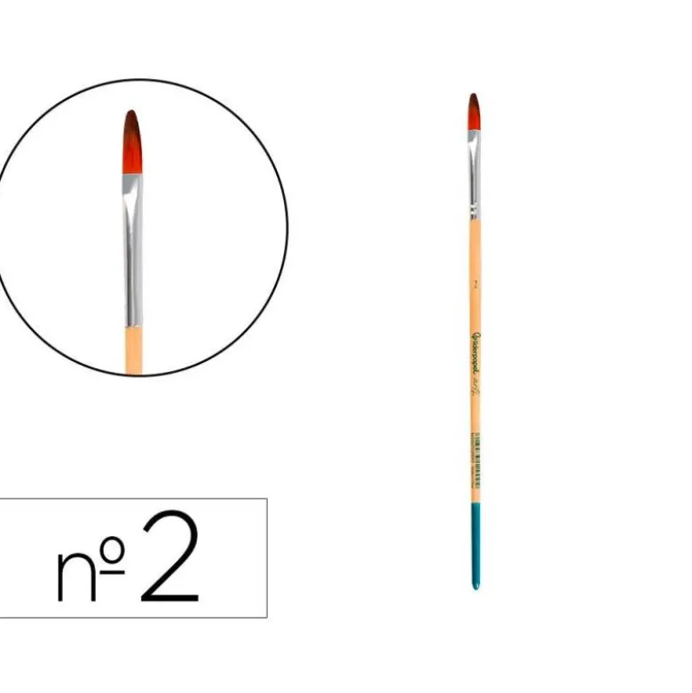 PINCEL PARA PINTURA ACRILICA Y ACUARELA LIDERPAPEL N 2 PUNTA FILBERT / LENGUA GATO DE PELO SINTETICO CERTIFICADO
