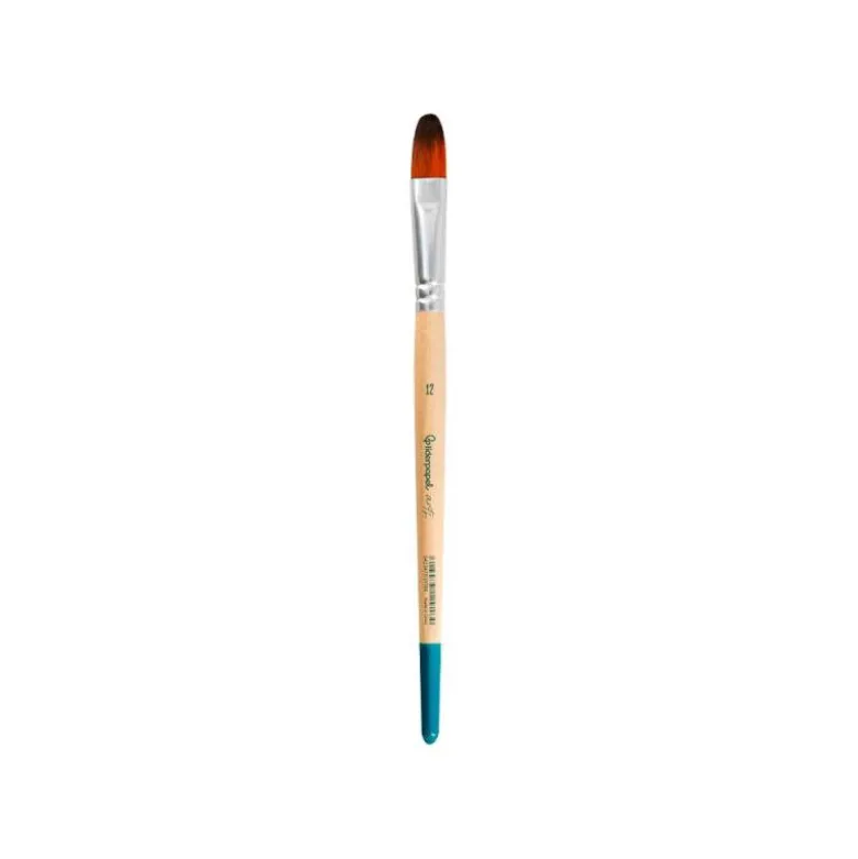 PINCEL PARA PINTURA ACRILICA Y ACUARELA LIDERPAPEL N 12 PUNTA FILBERT / LENGUA GATO DE PELO SINTETICO CERTIFICADO