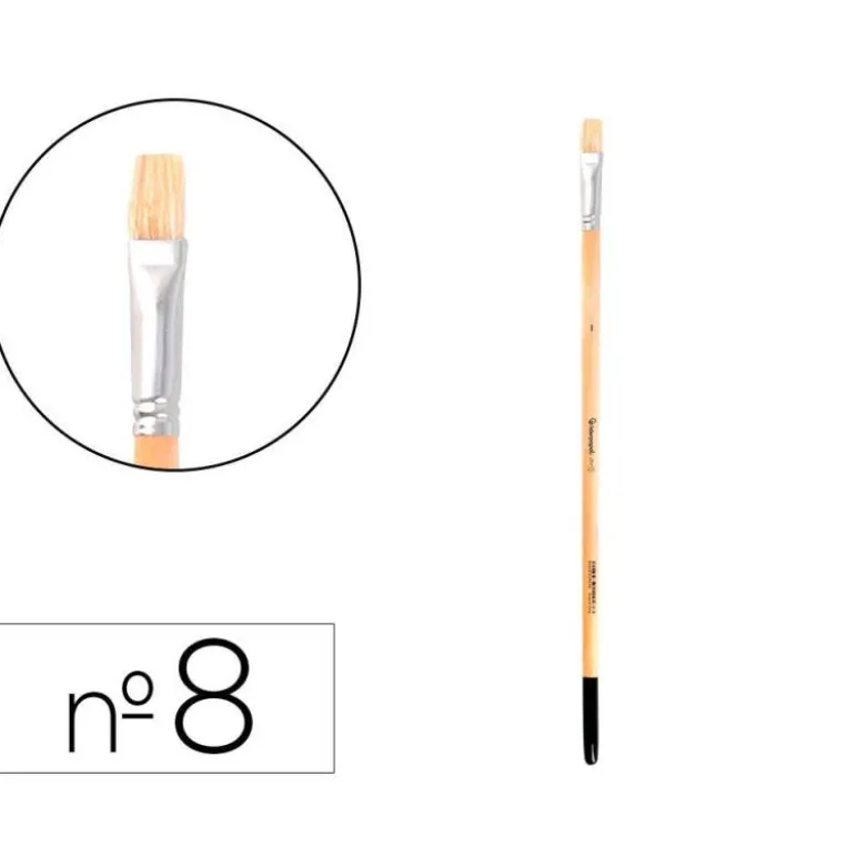PINCEL PARA PINTURA AL OLEO Y ACRILICA LIDERPAPEL N 8 PUNTA PLANA DE PELO DE CERDA CERTIFICADO FSC