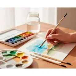 PINCEL PARA PINTURA AL OLEO Y ACRILICA LIDERPAPEL N 12 PUNTA REDONDA DE PELO DE CERDA CERTIFICADO FSC