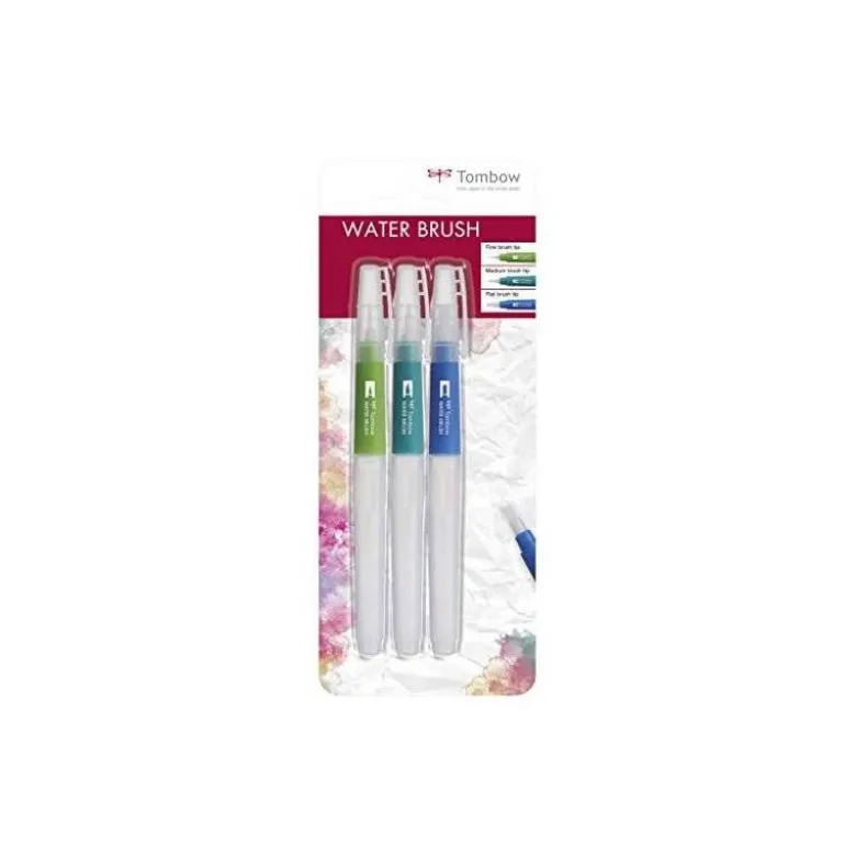 PINCEL TOMBOW WATER BRUSH CON DEPOSITO RELLENABLE BLISTER DE 3 UNIDADES PUNTA FINA/MEDIA/PLANA