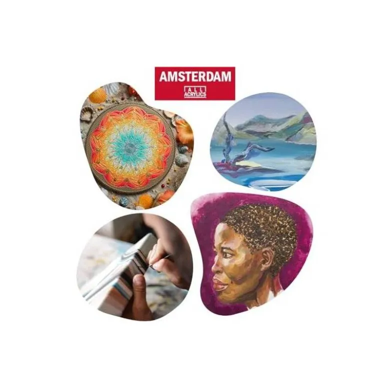 PINTURA ACRILICA AMSTERDAM BOTE 120 ML CAJA DE 5 UNIDADES COLORES BASICOS SURTIDOS