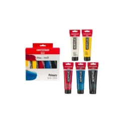 PINTURA ACRILICA AMSTERDAM BOTE 120 ML CAJA DE 5 UNIDADES COLORES BASICOS SURTIDOS