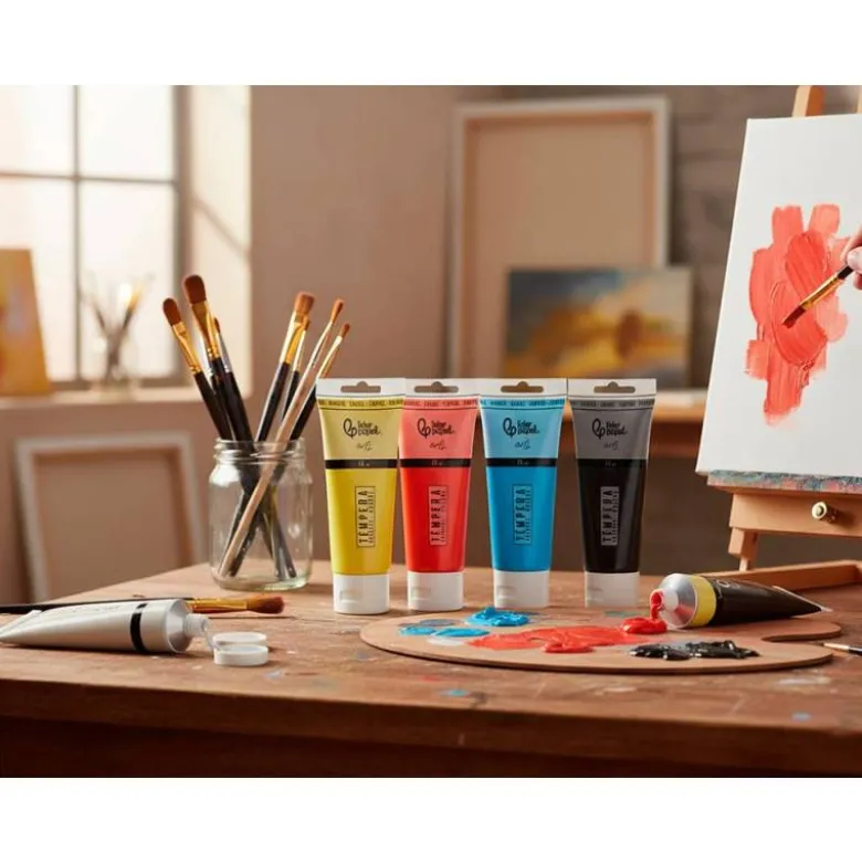 PINTURA ACRILICA LIDERPAPEL CAJA DE 6 TUBOS DE PLASTICO DE 75 ML COLORES BASICOS