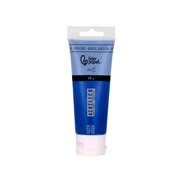 PINTURA ACRILICA LIDERPAPEL TUBO DE PLASTICO DE 60 ML COLOR AZUL CIAN