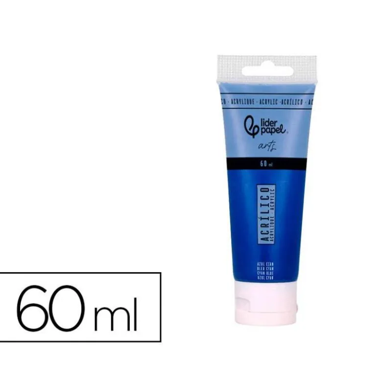 PINTURA ACRILICA LIDERPAPEL TUBO DE PLASTICO DE 60 ML COLOR AZUL CIAN