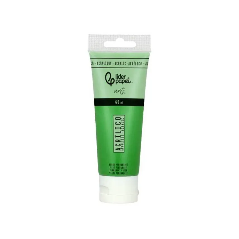 PINTURA ACRILICA LIDERPAPEL TUBO DE PLASTICO DE 60 ML COLOR VERDE PERMANENTE