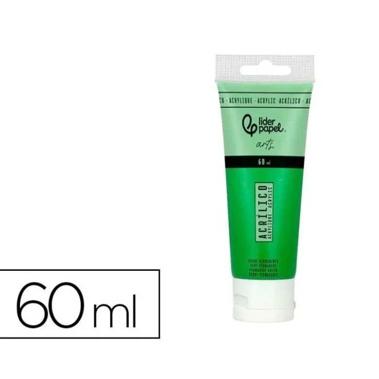 PINTURA ACRILICA LIDERPAPEL TUBO DE PLASTICO DE 60 ML COLOR VERDE PERMANENTE