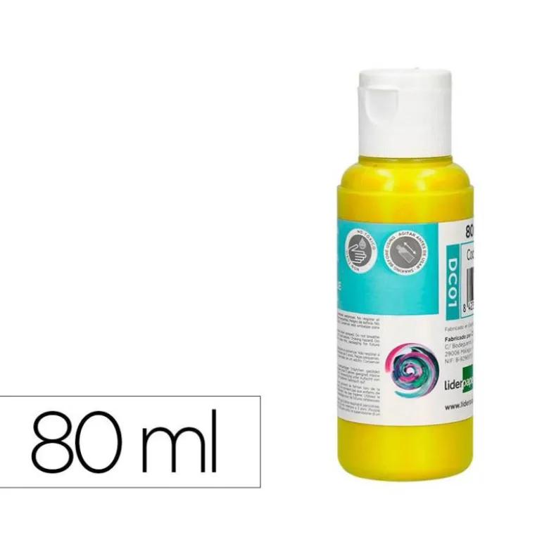 PINTURA ACRILICA LIDERPAPEL BOTE DE 80 ML AMARILLO