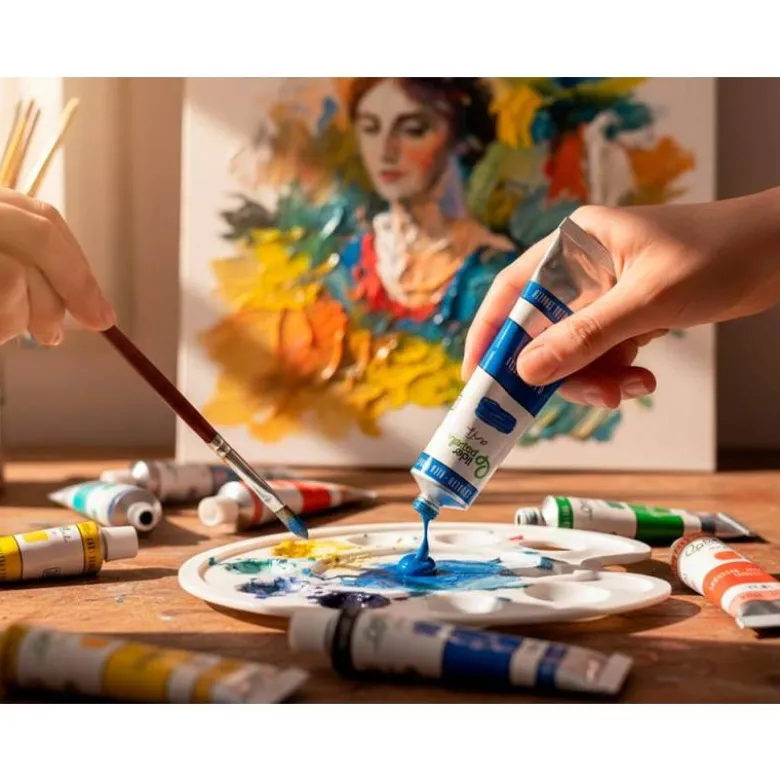 PINTURA ACRILICA LIDERPAPEL CAJA DE 24 TUBOS DE ALUMINIO DE 12 ML COLORES SURTIDOS