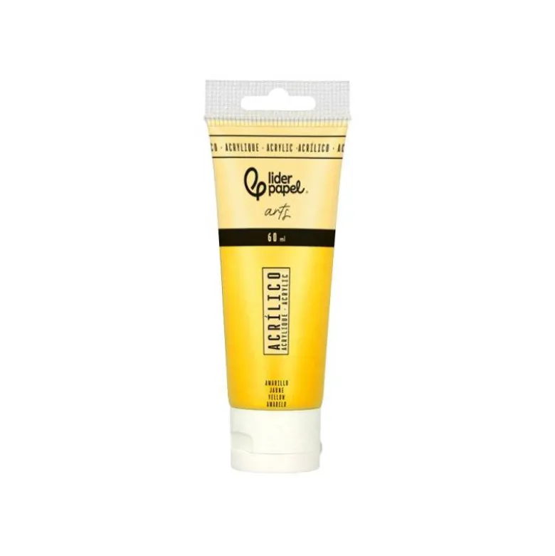 PINTURA ACRILICA LIDERPAPEL TUBO DE PLASTICO DE 60 ML COLOR AMARILLO