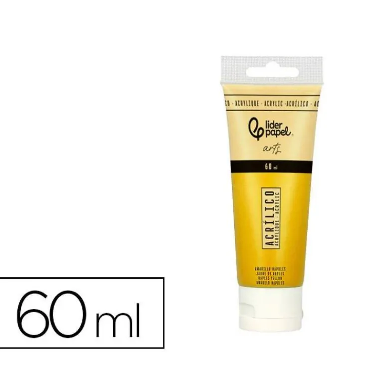 PINTURA ACRILICA LIDERPAPEL TUBO DE PLASTICO DE 60 ML COLOR AMARILLO NAPOLES