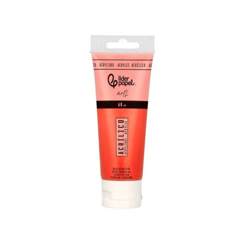 PINTURA ACRILICA LIDERPAPEL TUBO DE PLASTICO DE 60 ML COLOR ROJO BERMELLON