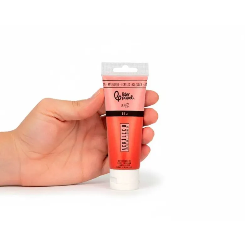 PINTURA ACRILICA LIDERPAPEL TUBO DE PLASTICO DE 60 ML COLOR ROJO BERMELLON
