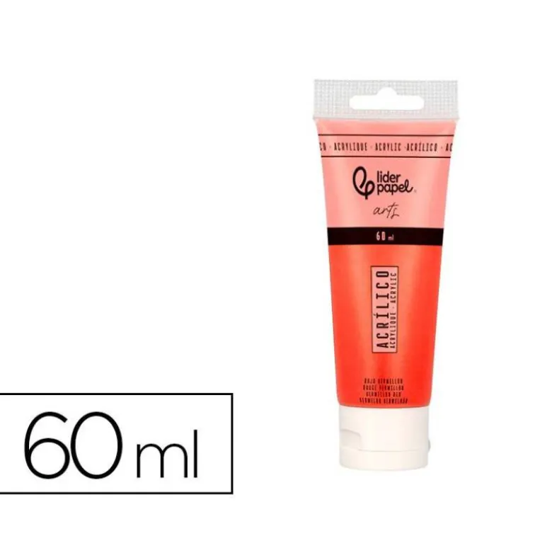 PINTURA ACRILICA LIDERPAPEL TUBO DE PLASTICO DE 60 ML COLOR ROJO BERMELLON