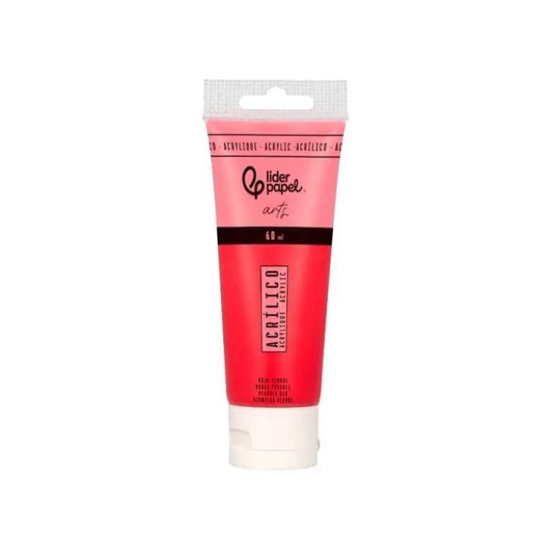 PINTURA ACRILICA LIDERPAPEL TUBO DE PLASTICO DE 60 ML COLOR ROJO PIRROL