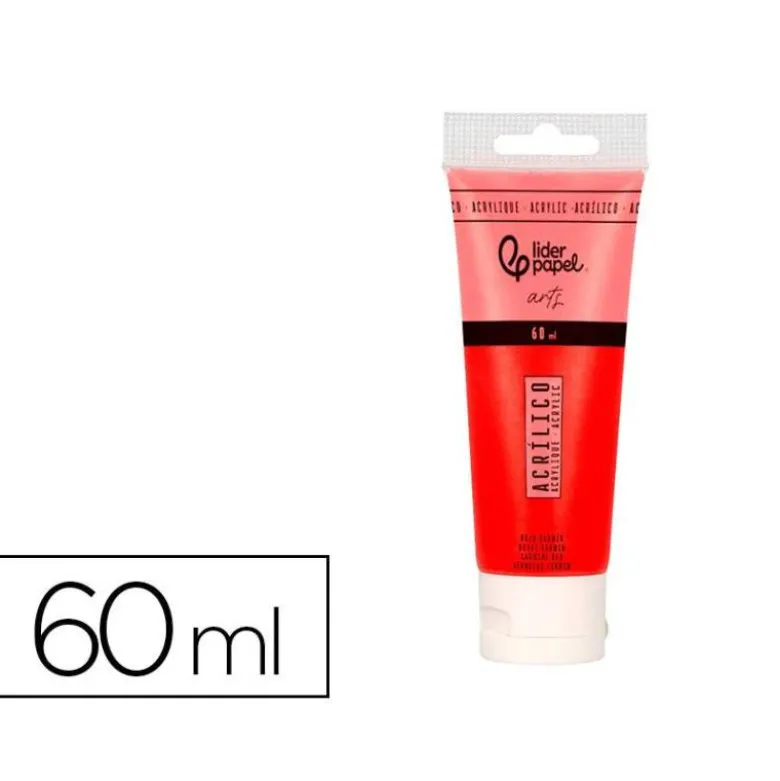 PINTURA ACRILICA LIDERPAPEL TUBO DE PLASTICO DE 60 ML COLOR ROJO CARMIN
