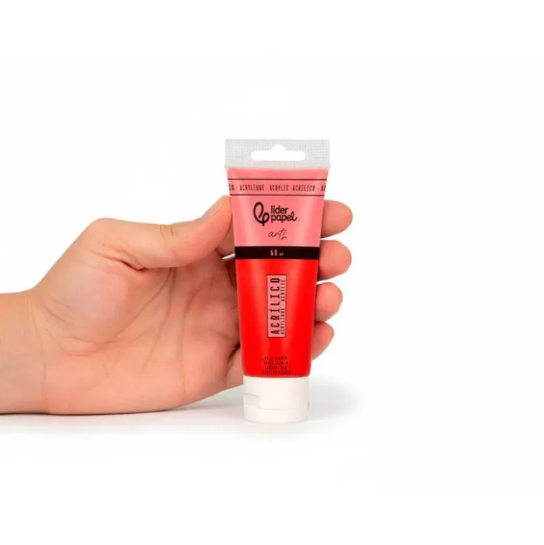 PINTURA ACRILICA LIDERPAPEL TUBO DE PLASTICO DE 60 ML COLOR ROJO CARMIN