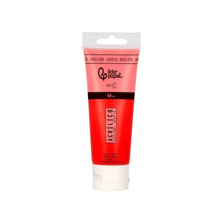 PINTURA ACRILICA LIDERPAPEL TUBO DE PLASTICO DE 60 ML COLOR ROJO CARMIN