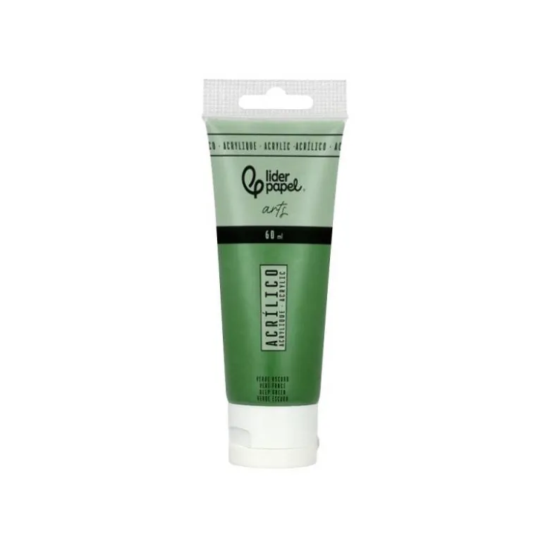 PINTURA ACRILICA LIDERPAPEL TUBO DE PLASTICO DE 60 ML COLOR VERDE OSCURO