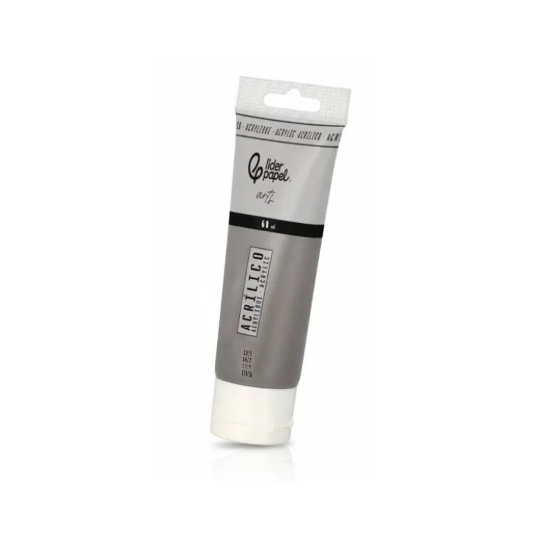 PINTURA ACRILICA LIDERPAPEL TUBO DE PLASTICO DE 60 ML COLOR GRIS