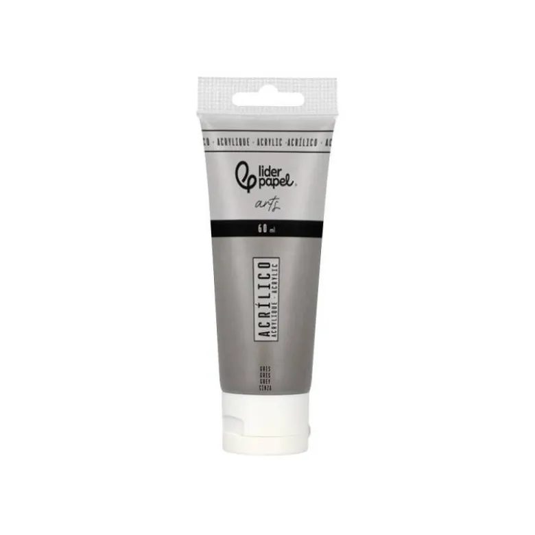 PINTURA ACRILICA LIDERPAPEL TUBO DE PLASTICO DE 60 ML COLOR GRIS