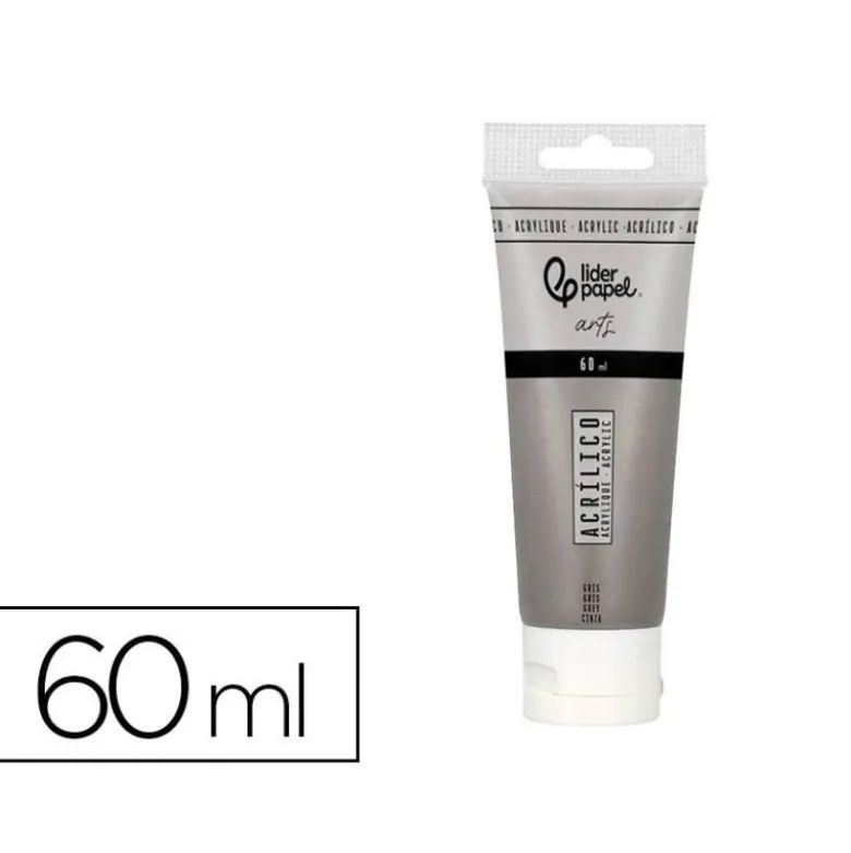 PINTURA ACRILICA LIDERPAPEL TUBO DE PLASTICO DE 60 ML COLOR GRIS