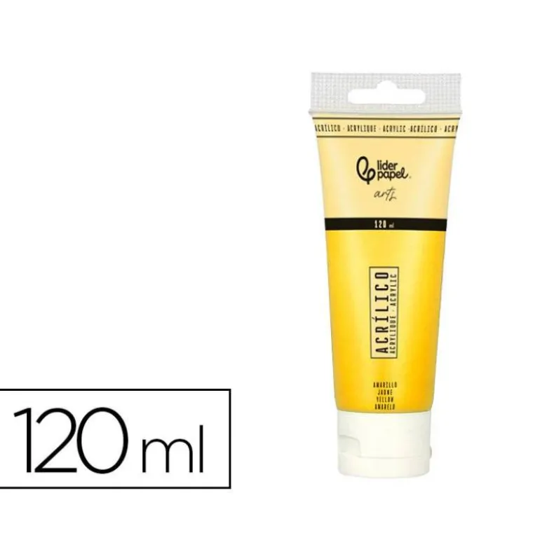 PINTURA ACRILICA LIDERPAPEL TUBO DE PLASTICO DE 120 ML COLOR AMARILLO