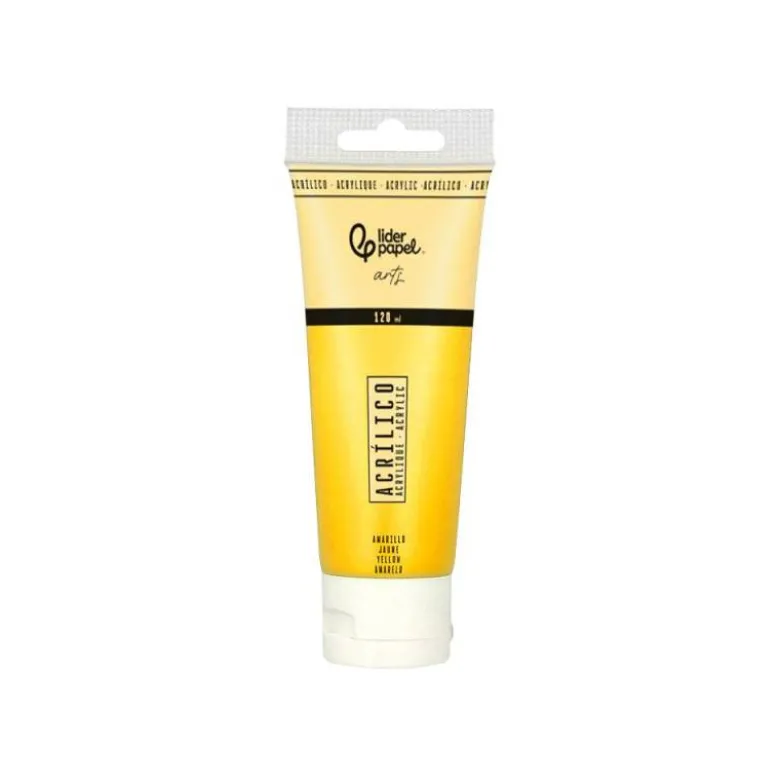 PINTURA ACRILICA LIDERPAPEL TUBO DE PLASTICO DE 120 ML COLOR AMARILLO