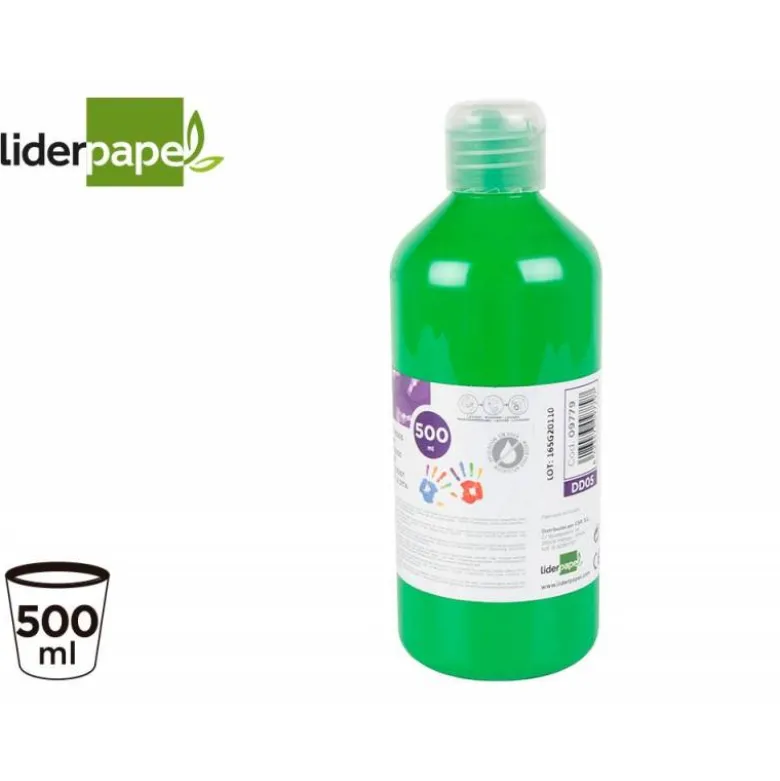 PINTURA DEDOS LIDERPAPEL BOTELLA DE 500 ML VERDE