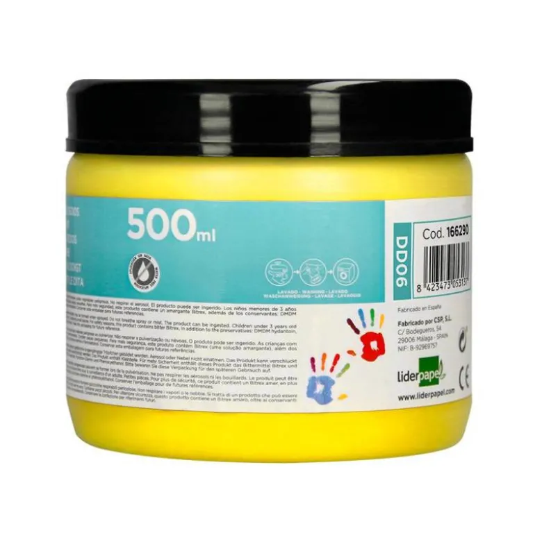 PINTURA DEDOS LIDERPAPEL TARRINA DE 500 ML AMARILLO