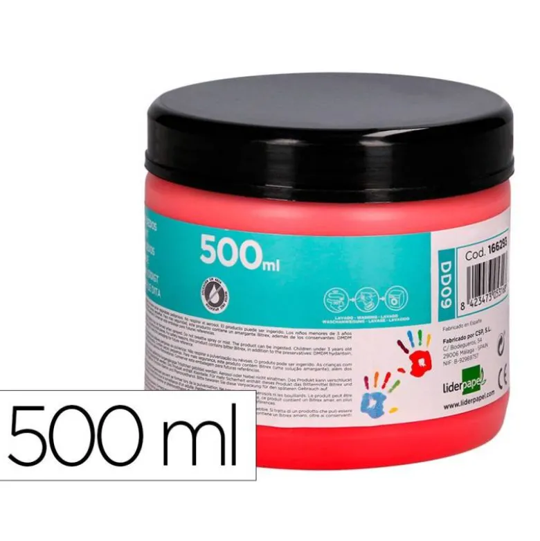 PINTURA DEDOS LIDERPAPEL TARRINA DE 500 ML ROJO
