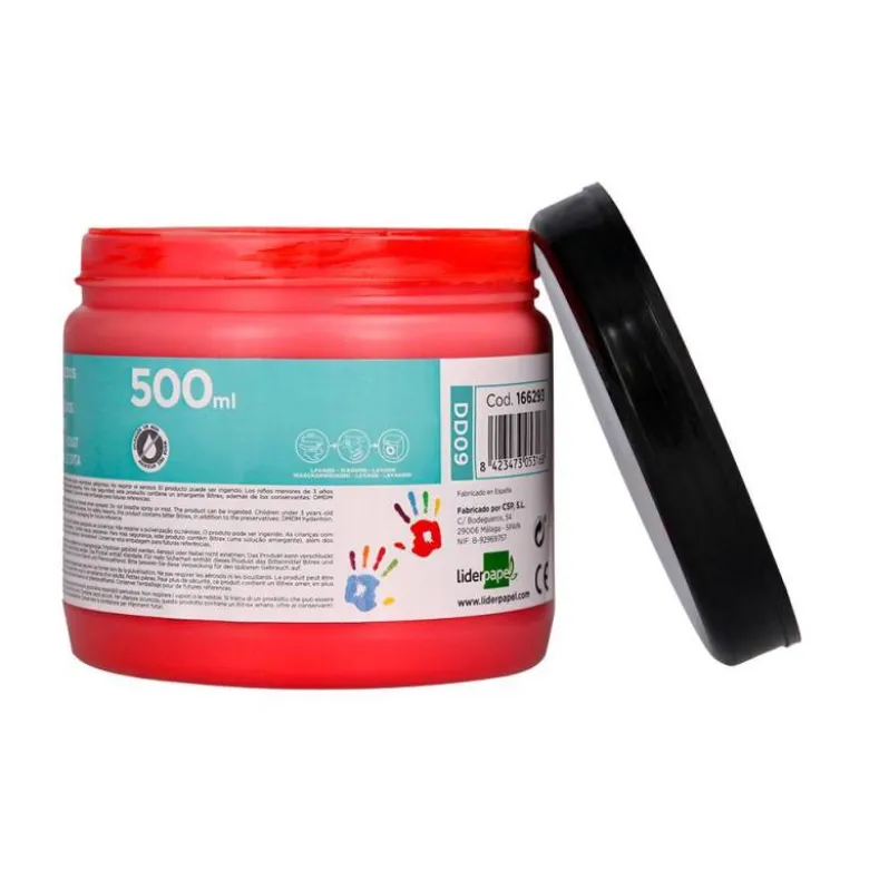 PINTURA DEDOS LIDERPAPEL TARRINA DE 500 ML ROJO