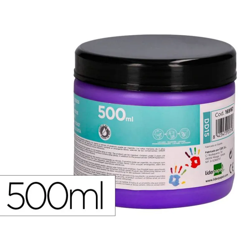 PINTURA DEDOS LIDERPAPEL TARRINA DE 500 CC VIOLETA