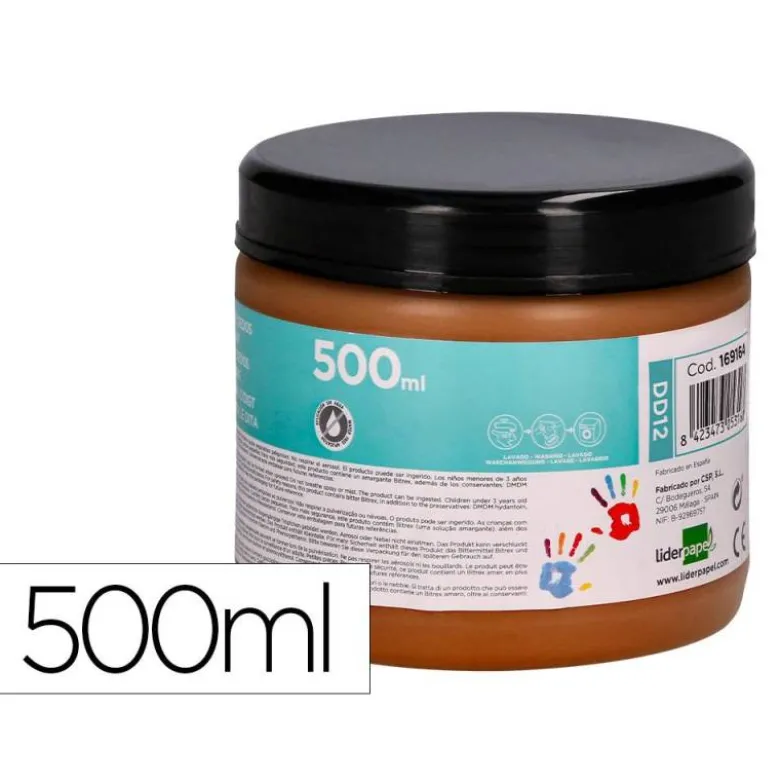 PINTURA DEDOS LIDERPAPEL TARRINA DE 500 CC MARRON