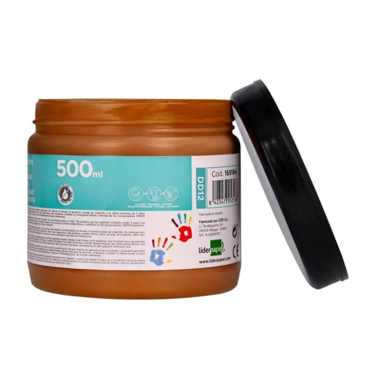 PINTURA DEDOS LIDERPAPEL TARRINA DE 500 CC MARRON
