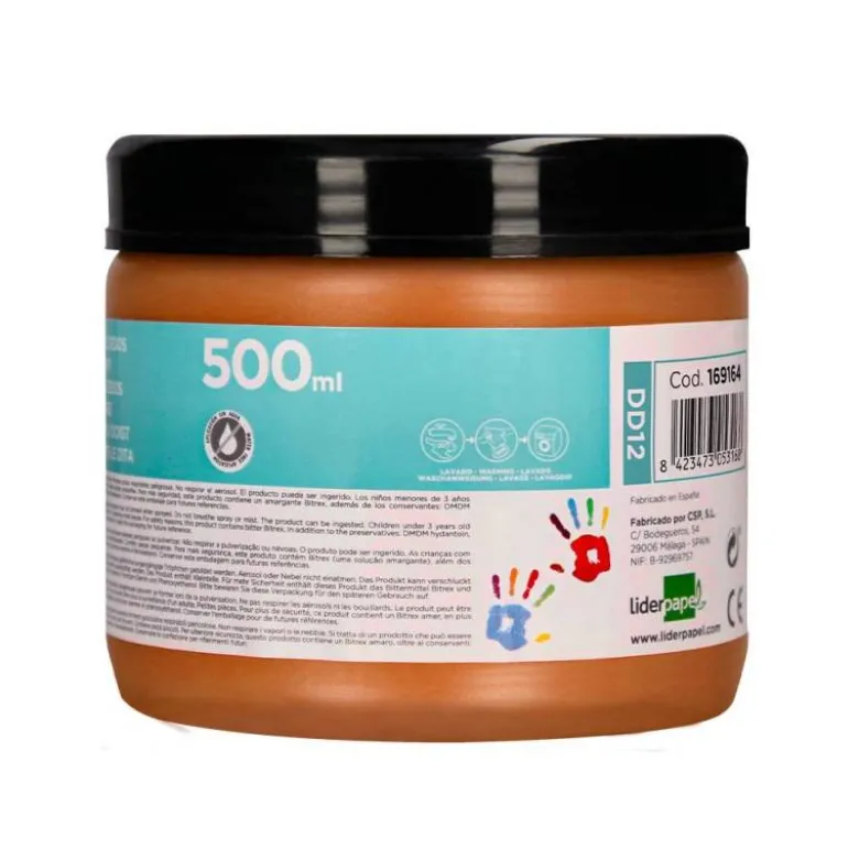 PINTURA DEDOS LIDERPAPEL TARRINA DE 500 CC MARRON